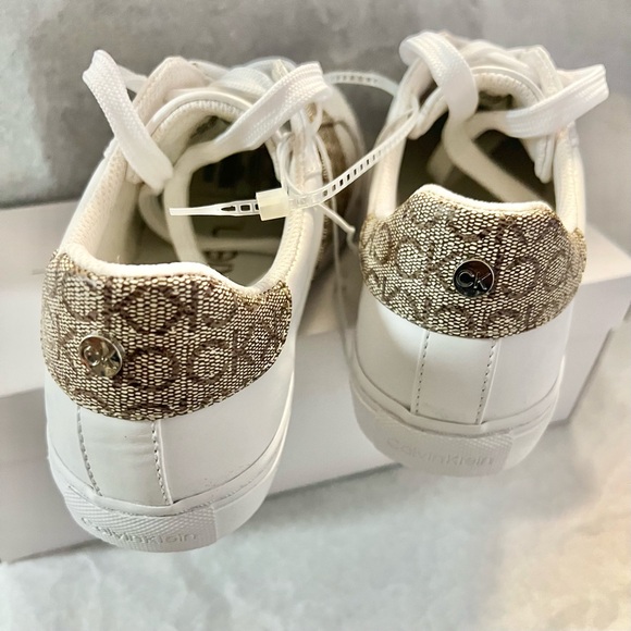 Brand New Calvin Klein White and Gold Patterned Sneakers, 8M - Picture 5 of 10